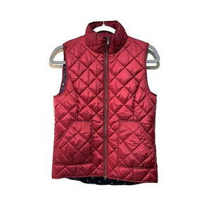 346 Brooks Brothers Red Puffer Vest XS Diamond Quilted Women's Pockets Gorpcore